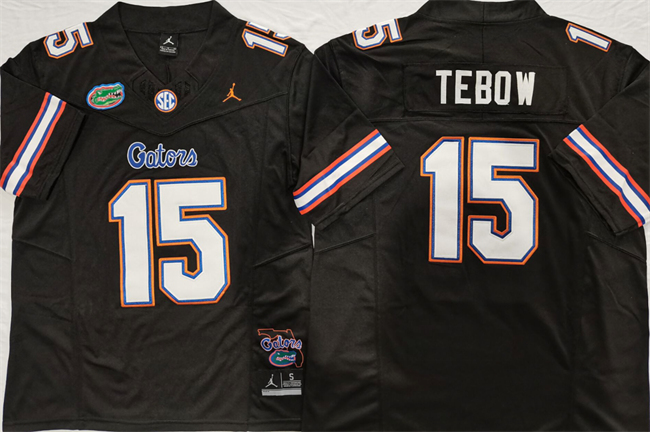 Men's Florida Gators #15 Tim Tebow Black F.U.S.E titched Jersey
